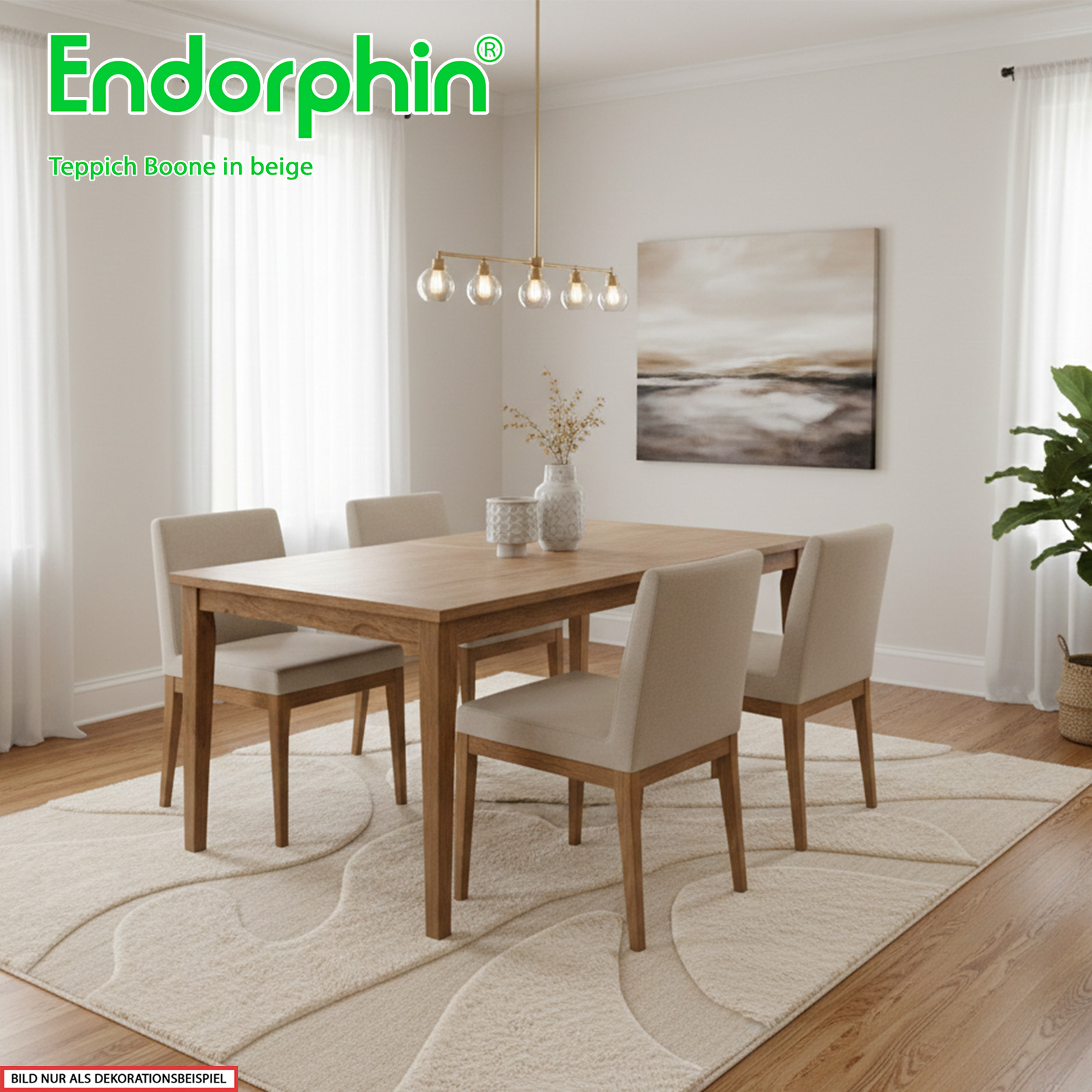 Endorphin Teppich Boone – in zeitlosem Beige 230 x 160 cm