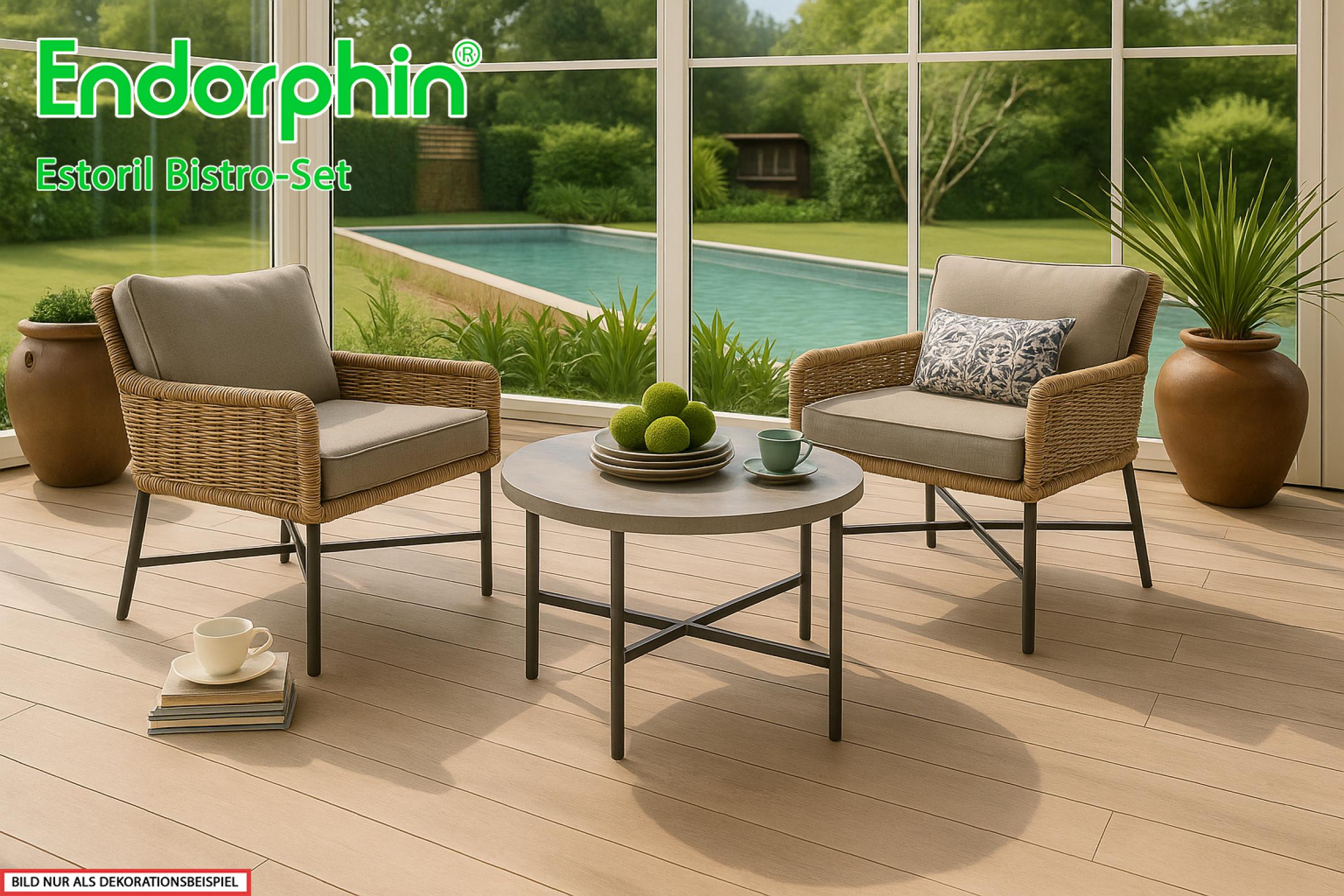 Endorphin Estoril Bistro - Set,  3 teilig, Gartenmöbel,  Zeit für deine schönsten Outdoor-Momente