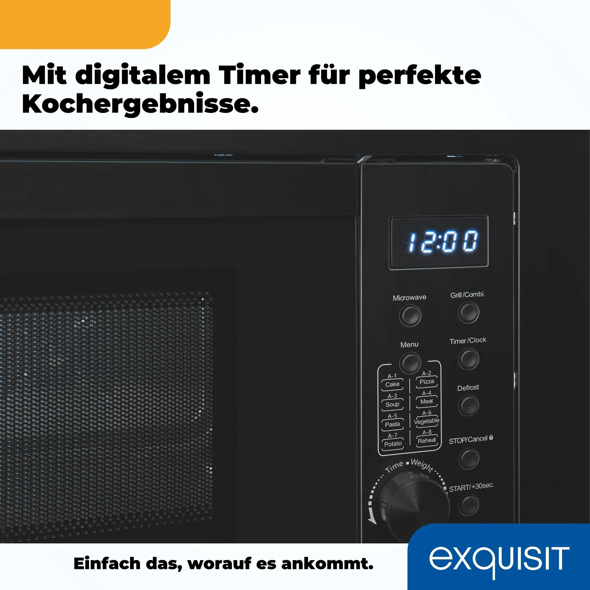 Exquisit EMW20-DG-020 Schwarz, Einbau-Mikrowelle, 20L, 800W