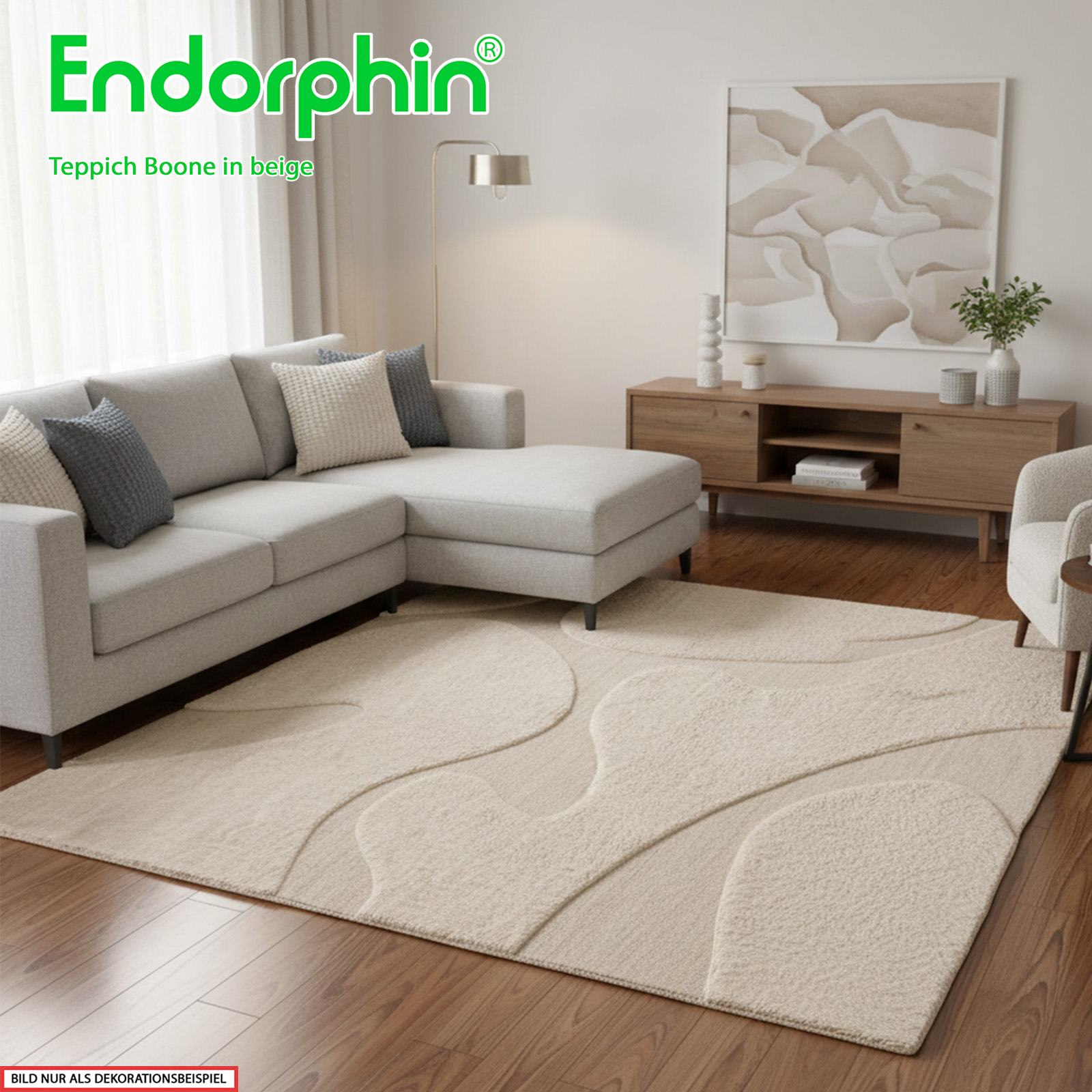 Endorphin Teppich Boone – in zeitlosem Beige 230 x 160 cm