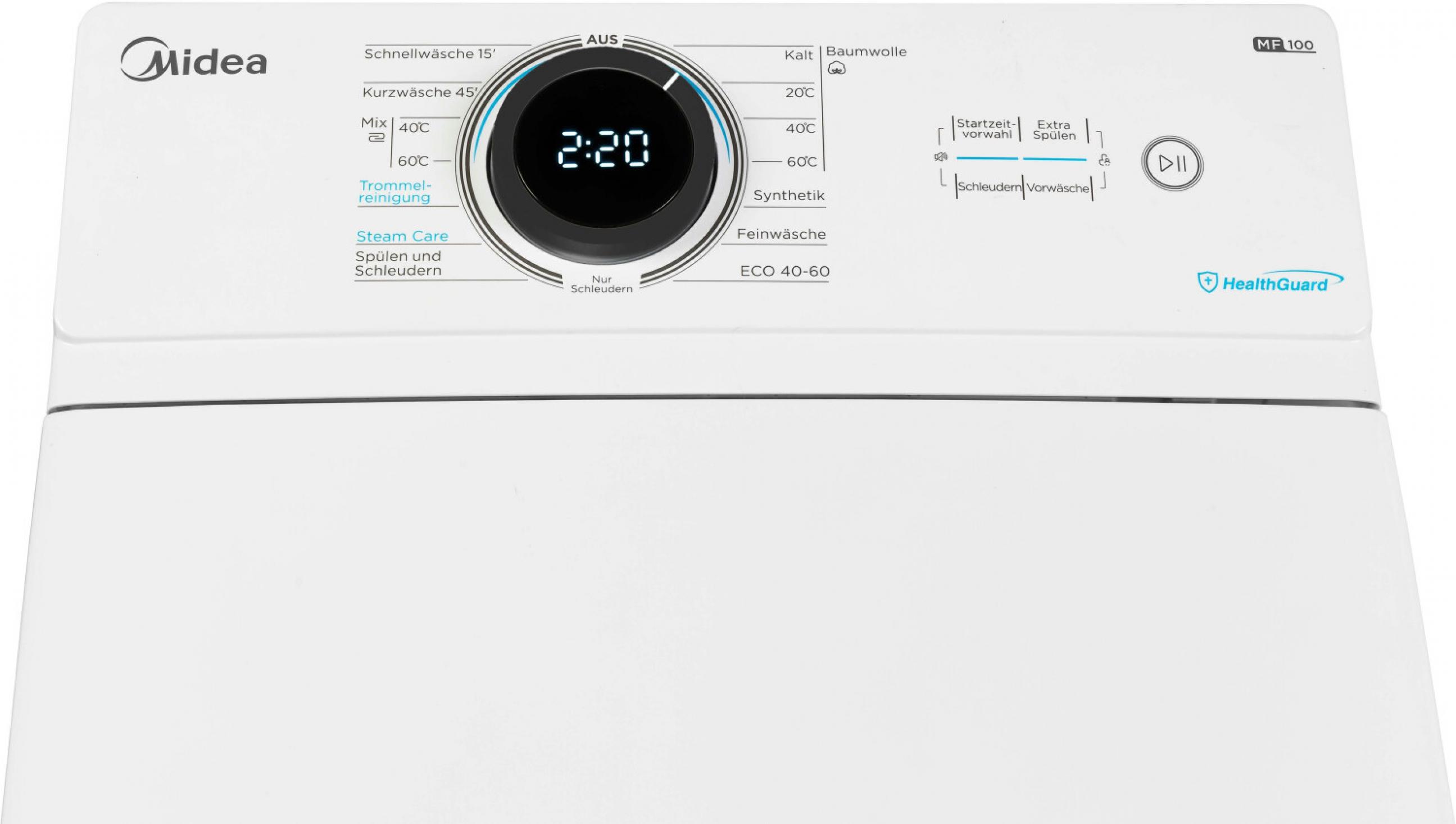 Midea MF100T80B-13A Toplader 8kg, EEK A, 1300 U/min