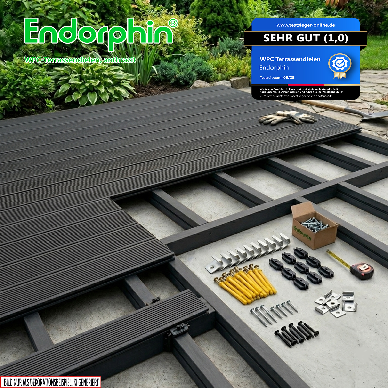 Endorphin 14m² Anthrazit WPC Terrassendielen Komplettset