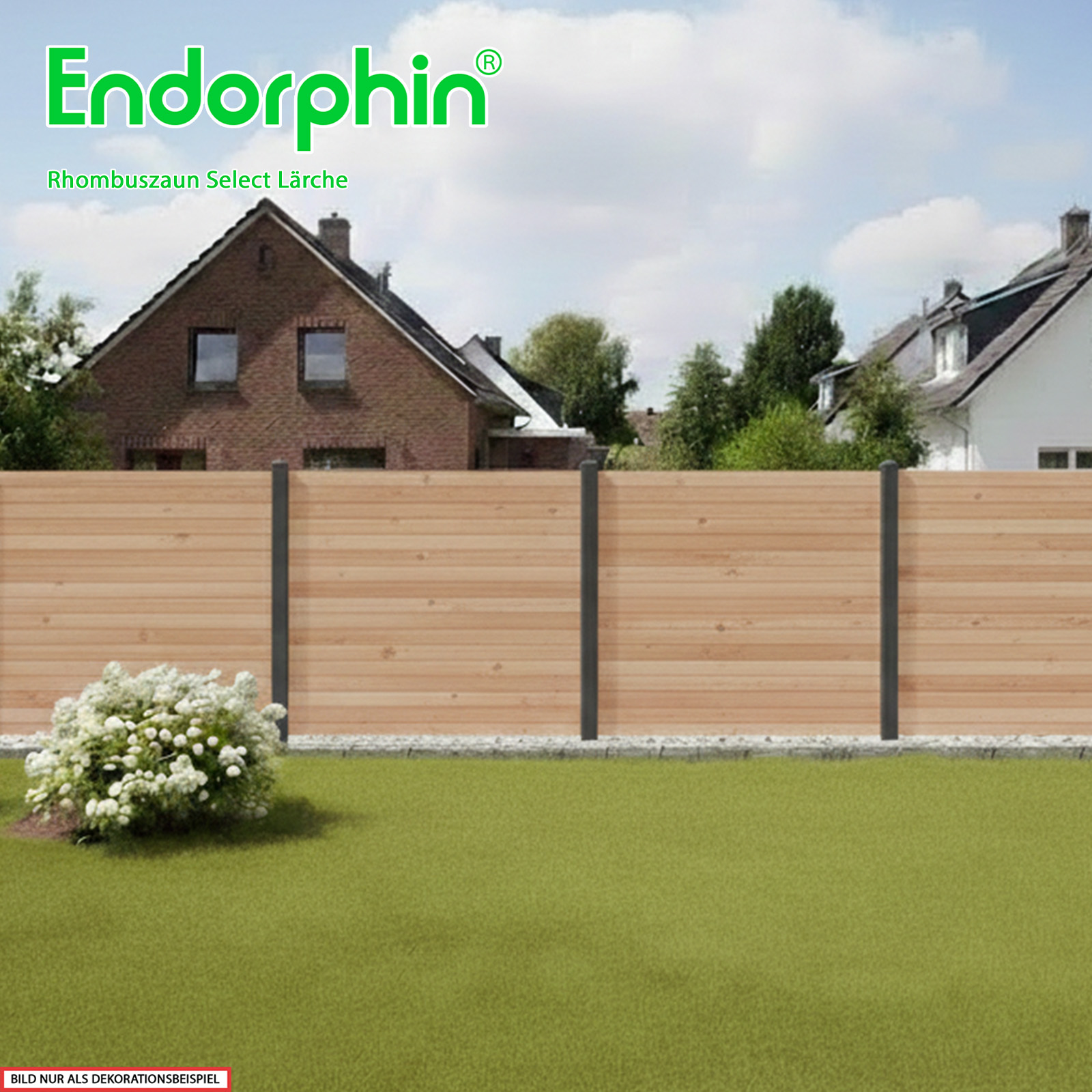 Endorphin Select-Rhombuszaun Lärche 2 Elemente 180x180cm 3 anthrazit Pfosten 7x7x235cm