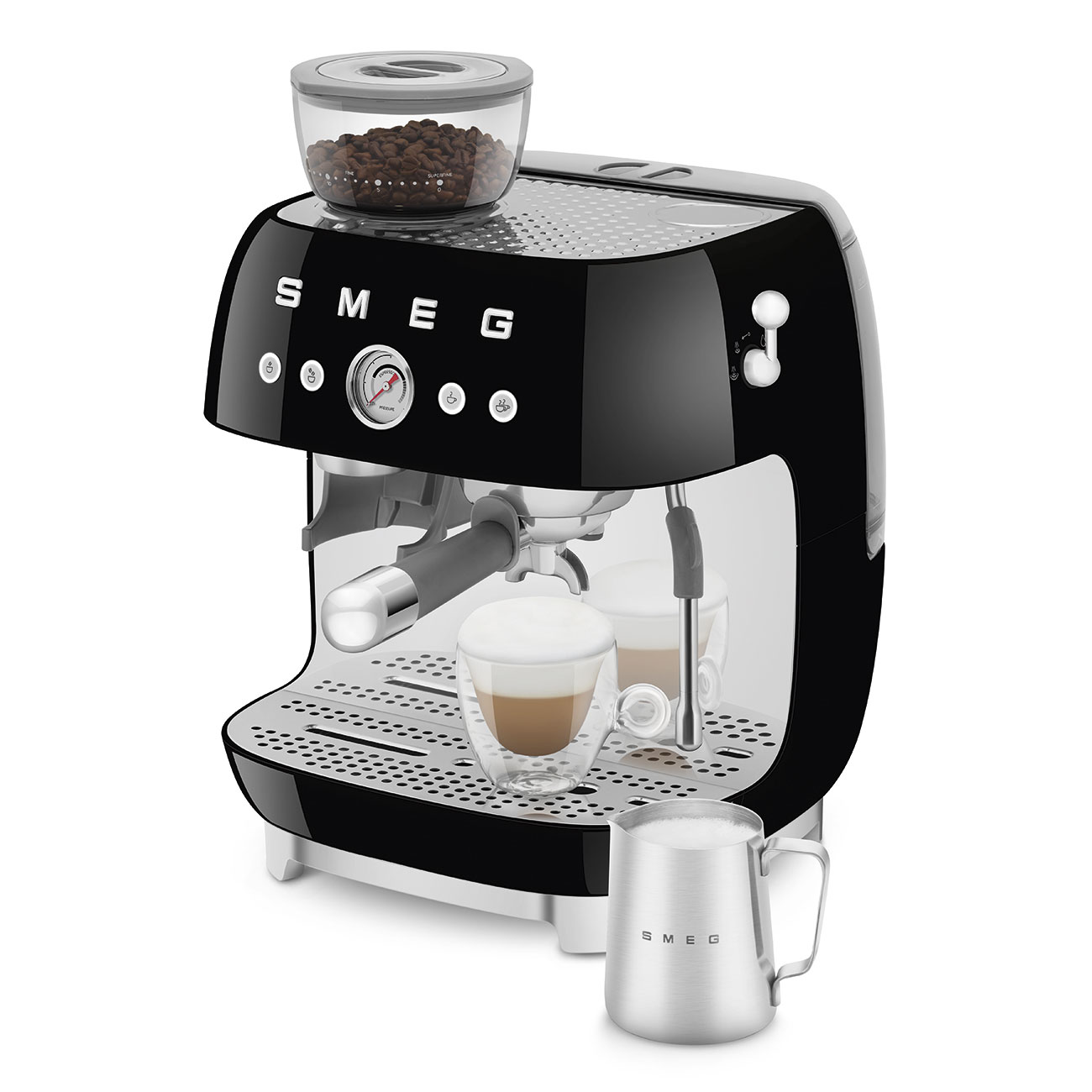 Smeg EGF03BLEU Espressomaschine mit Mahlwerk schwarz 50`s Style Jubiläumsaktion - 60 Monate Geräteschutz