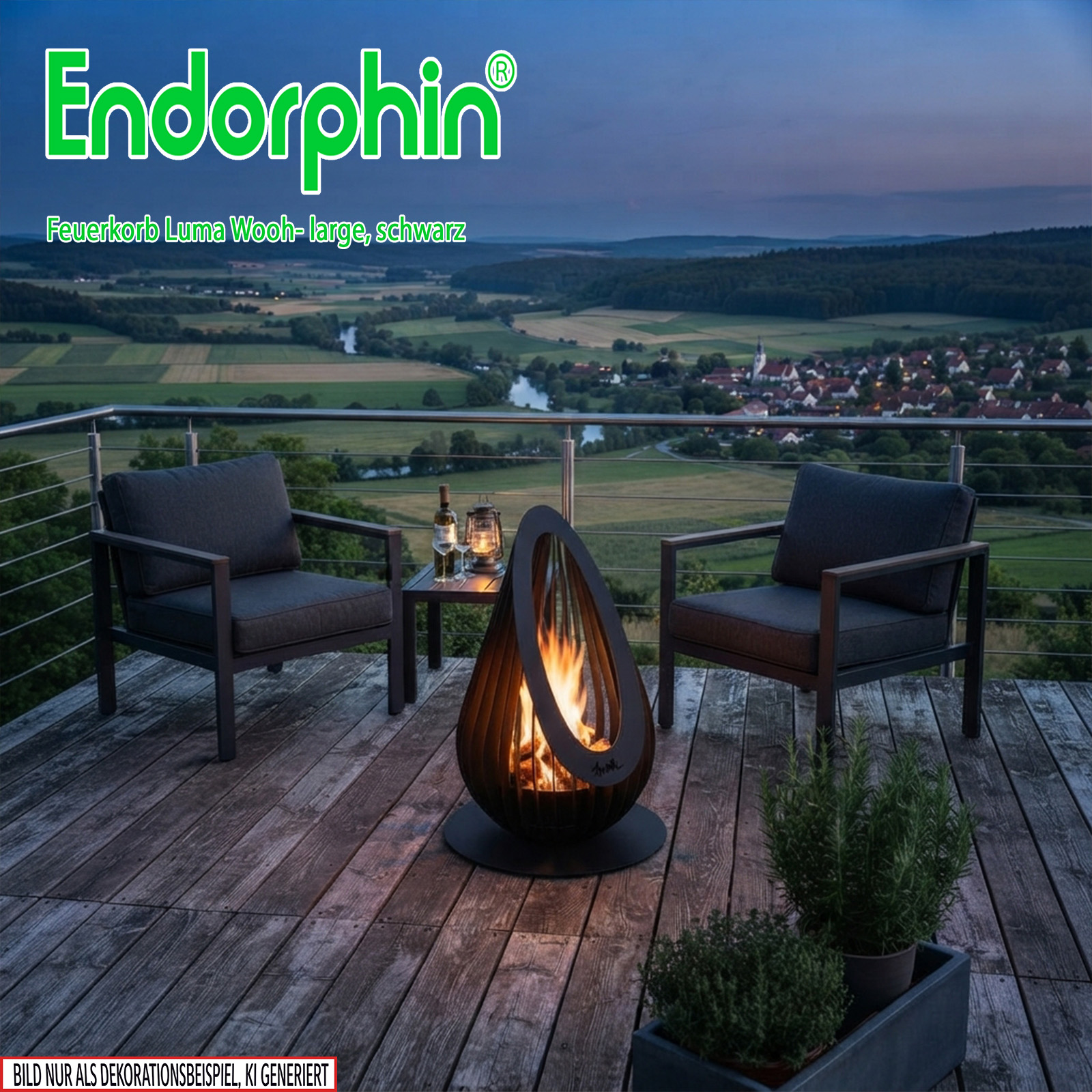 Endorphin Design Feuerkorb Luma–Wooh, large, schwarz