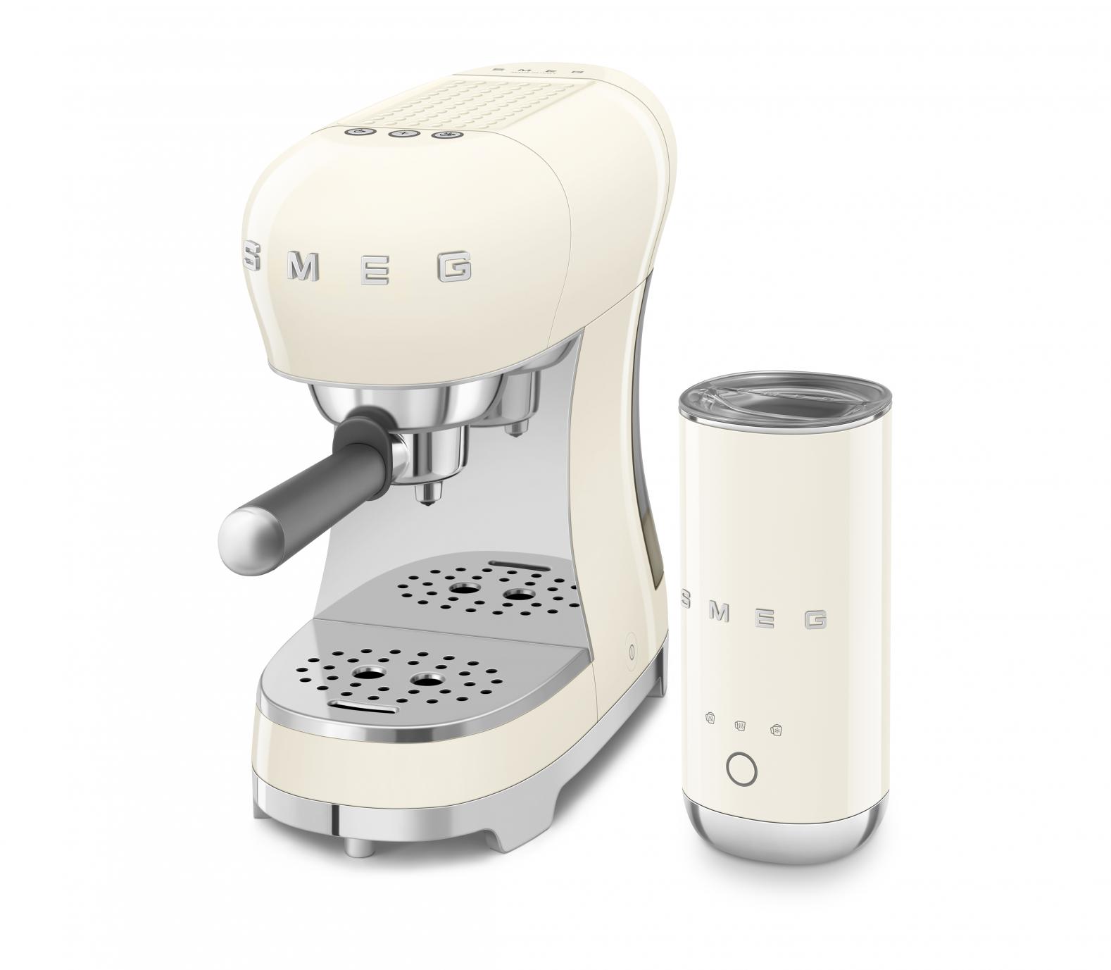 Smeg ECF12CREU Bundle ECF00 + Milchaufschäumer MFF02 Creme 50`s Style