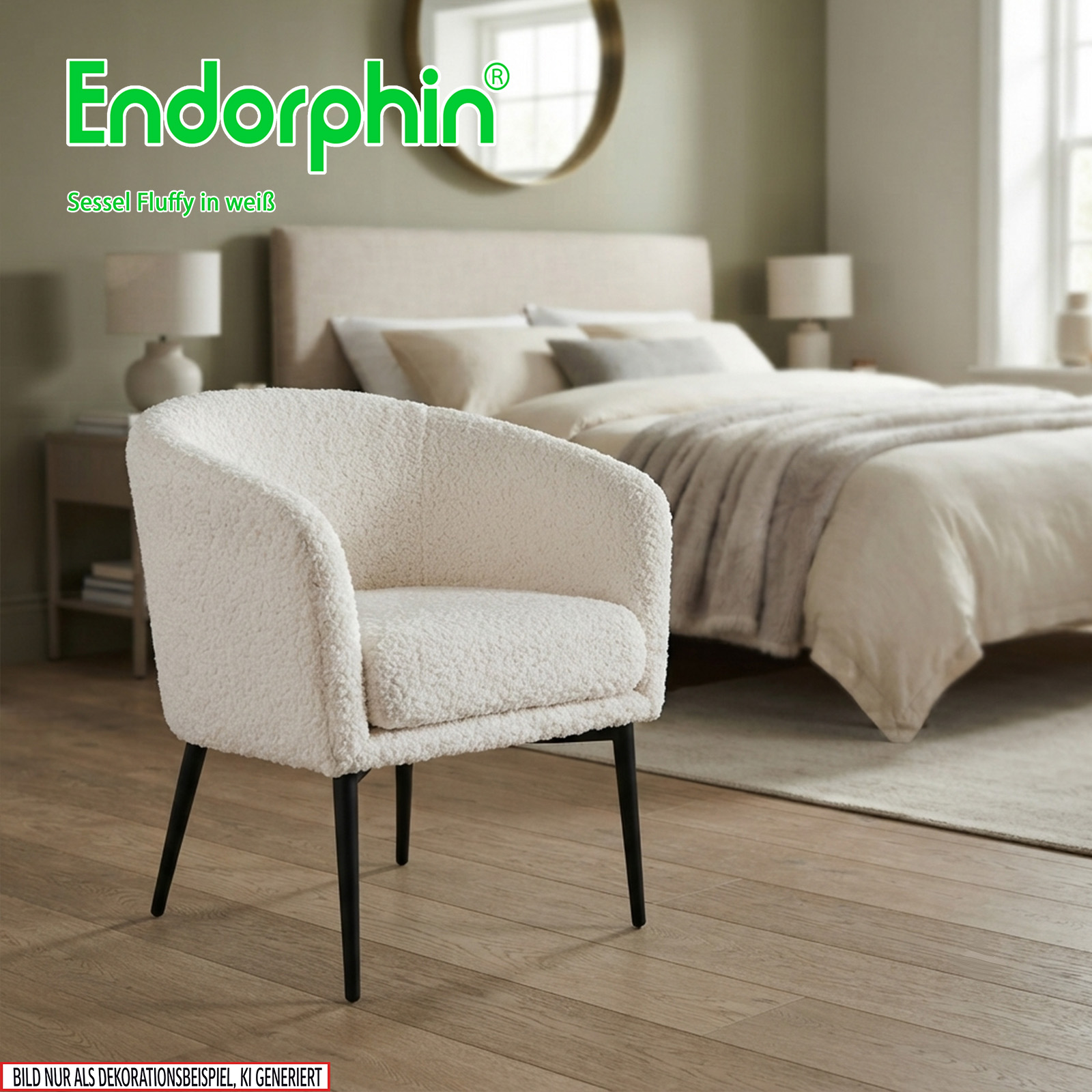 Endorphin Sessel Fluffy, weiß – Teddy-Sessel in skandinavischen Design