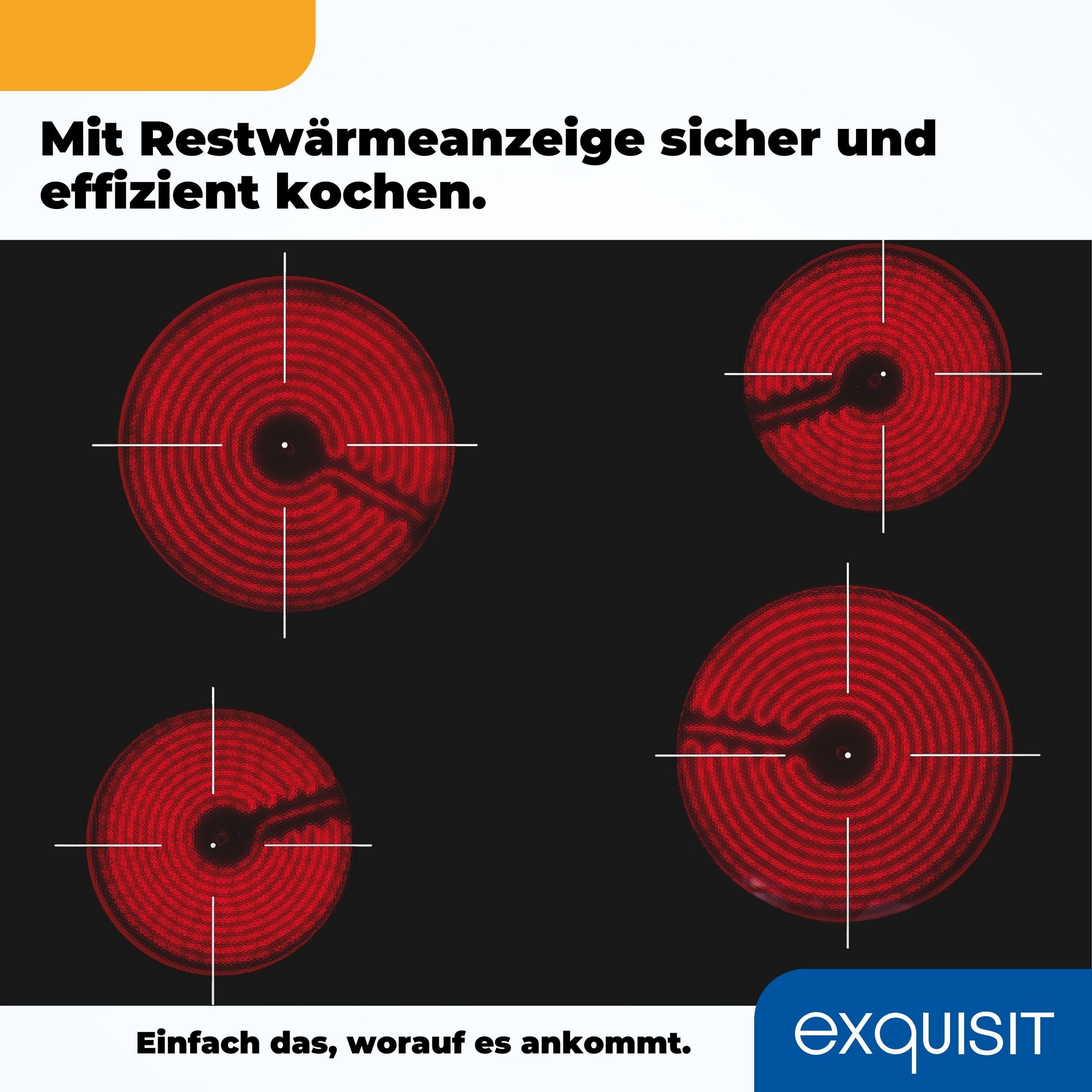 Exquisit EKC600-380 Autarkes Glaskeramikkochfeld, 59cm breit, TouchControl, 4 Kochstellen