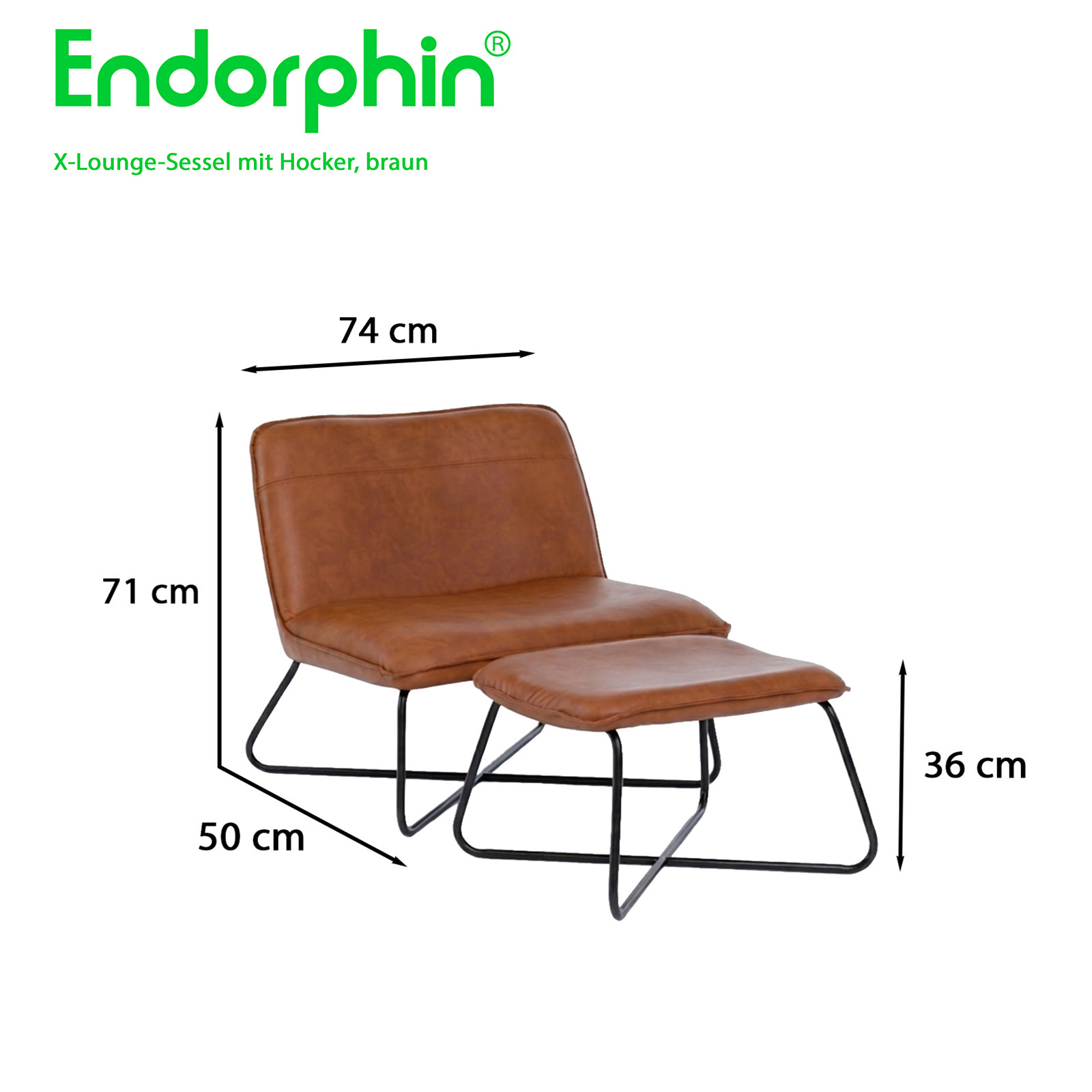 Endorphin X-Loungesessel mit Hocker, braun