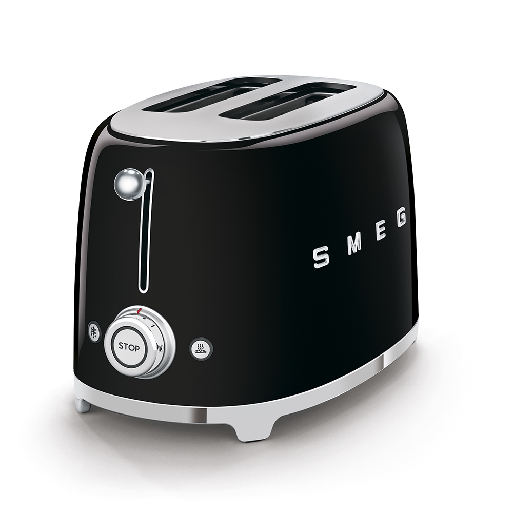 Smeg TSF01BLEU 2-Schlitz-Toaster Schwarz 50s Style kompakt