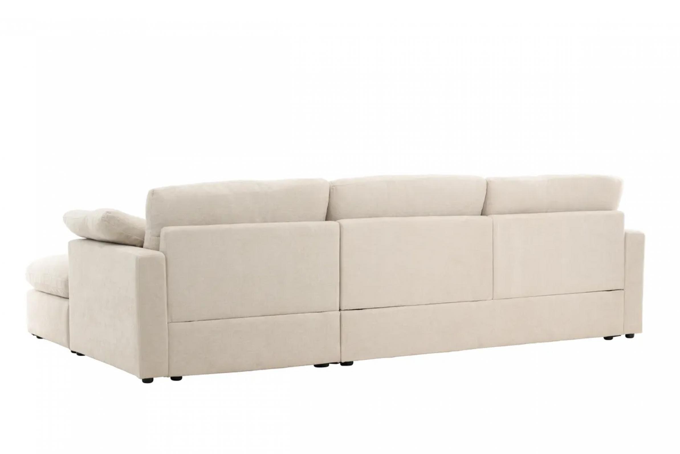 Venture Design Amalfi Chaiselongue-Sofa 6 Zierkissen links beige