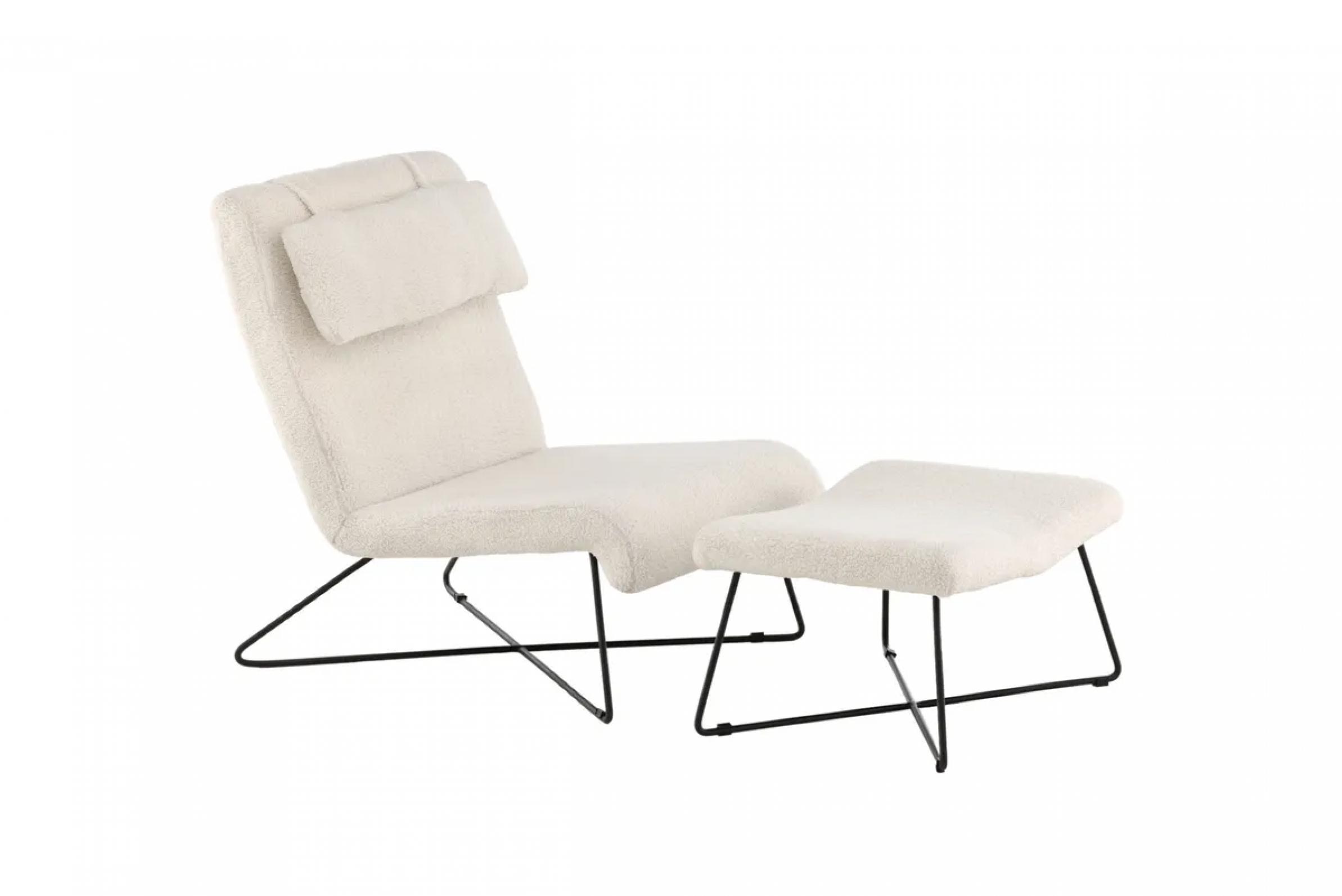 Venture Design Laconia Loungesessel weiß mit Hocker & Kissen