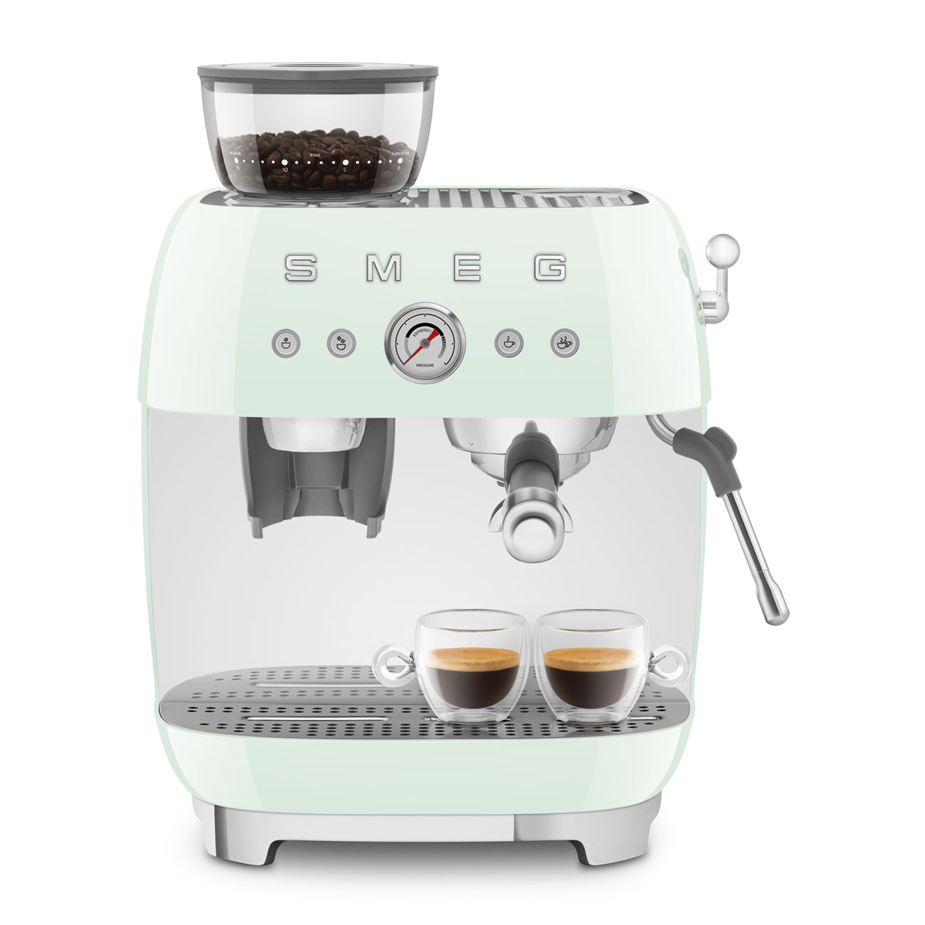 Smeg EGF03PGEU Espressomaschine mit Mahlwerk pastellgrün50sStyle Jubiläumsaktion-60 Monate Geräteschutz