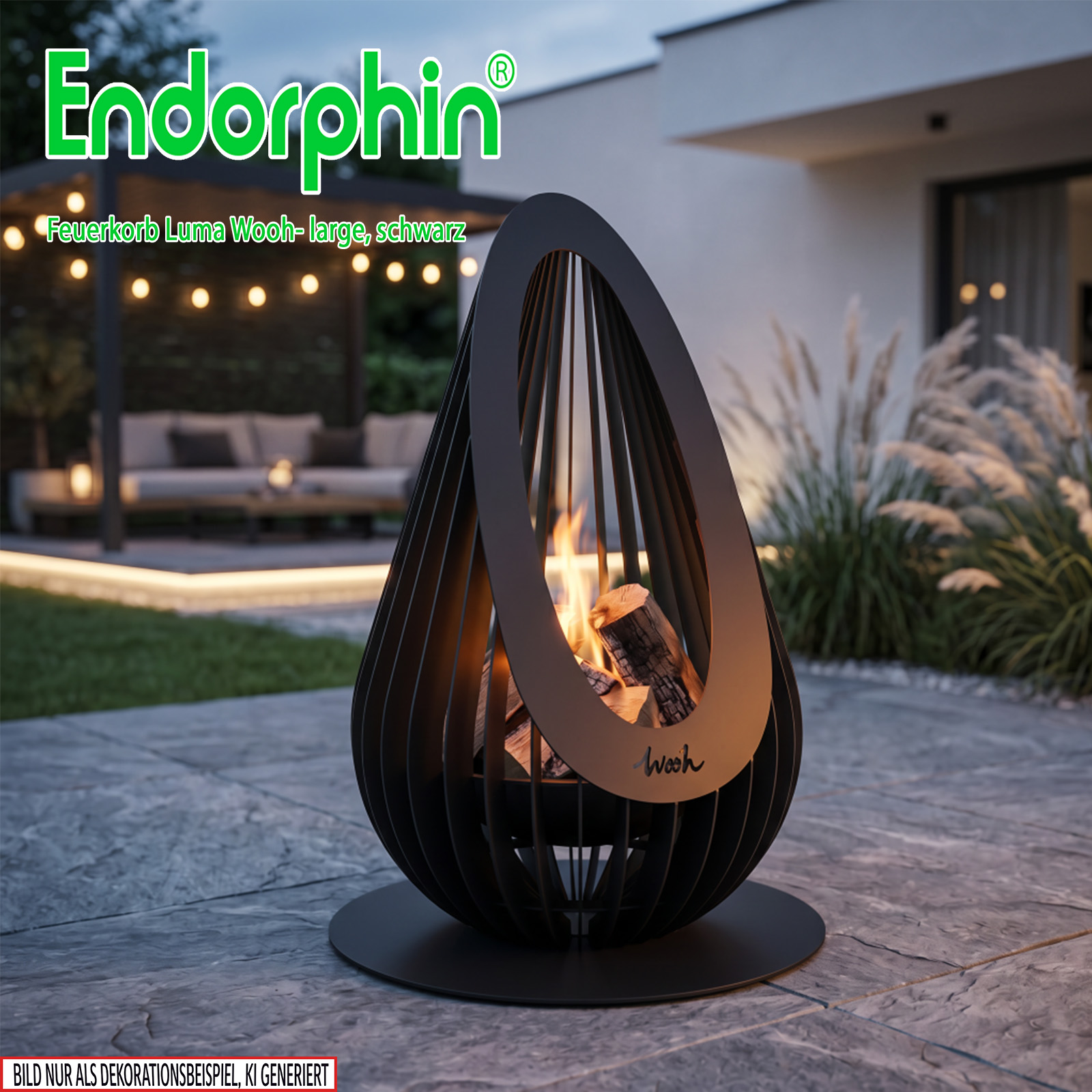 Endorphin Design Feuerkorb Luma–Wooh, large, schwarz
