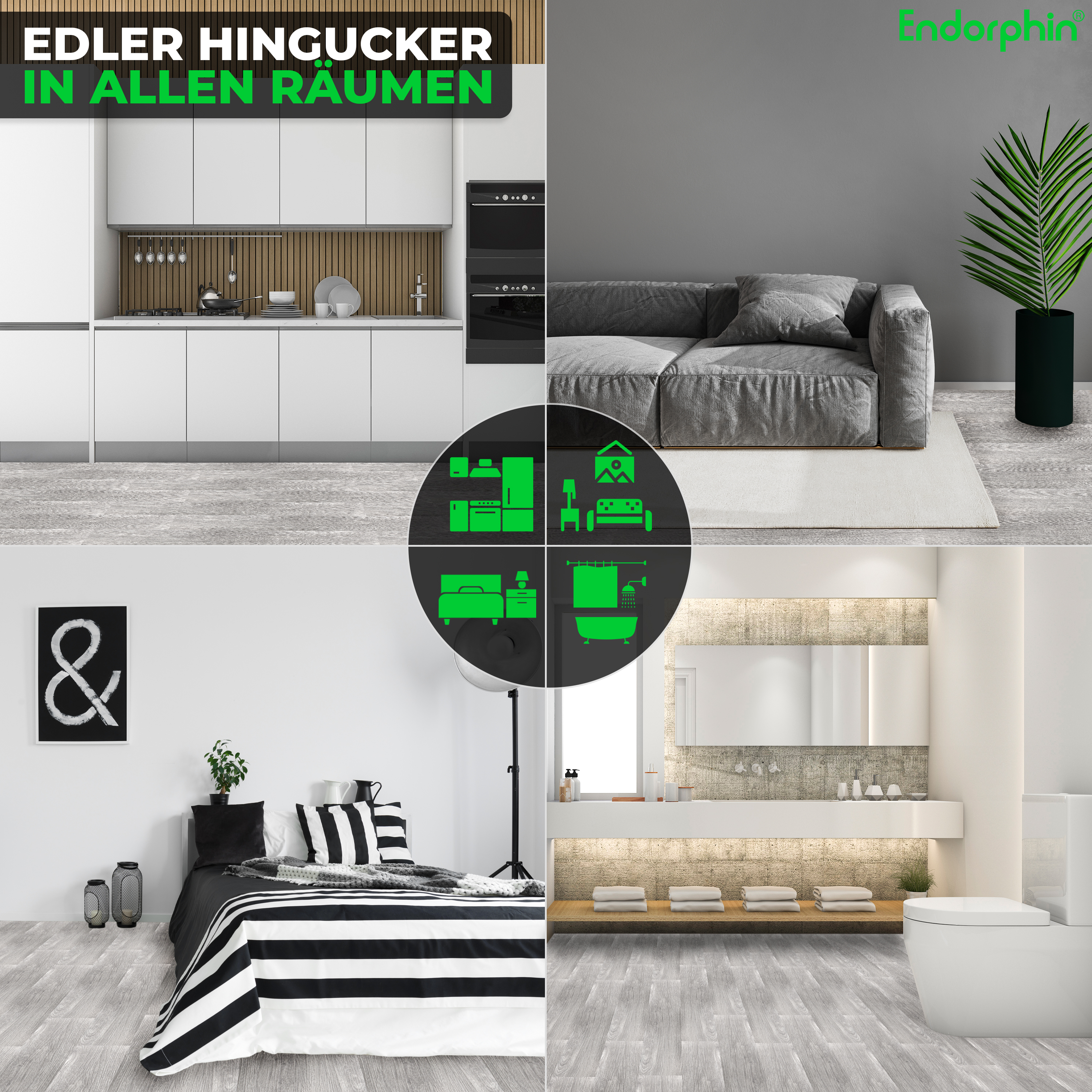 Endorphin Vinylboden selbstklebend in Holzoptik Hellgrau 2,93qm