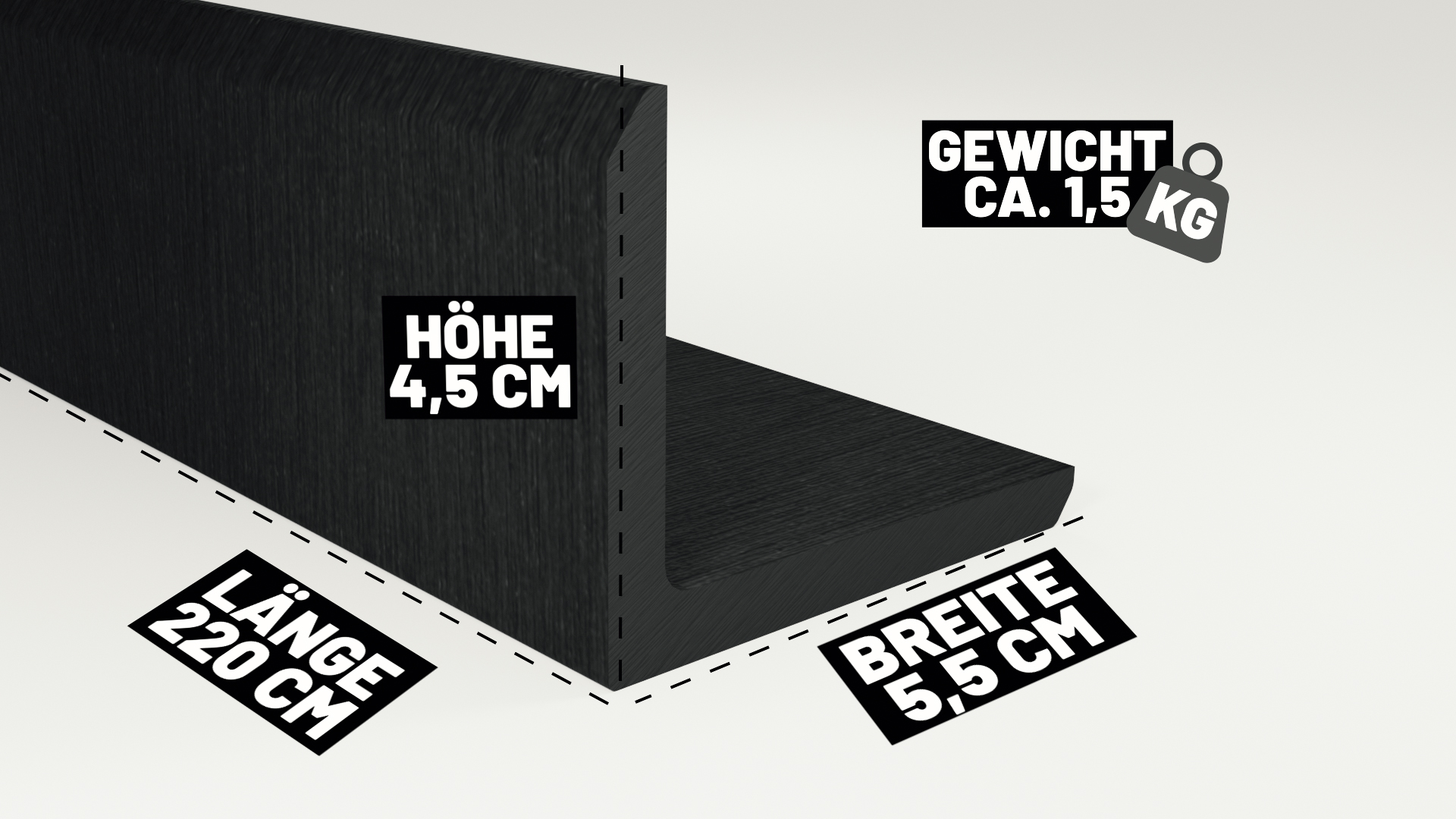 Endorphin WPC Abschlussleisten 5er Set Anthrazit 220cm Winkelprofil 5,5 x 4,5cm