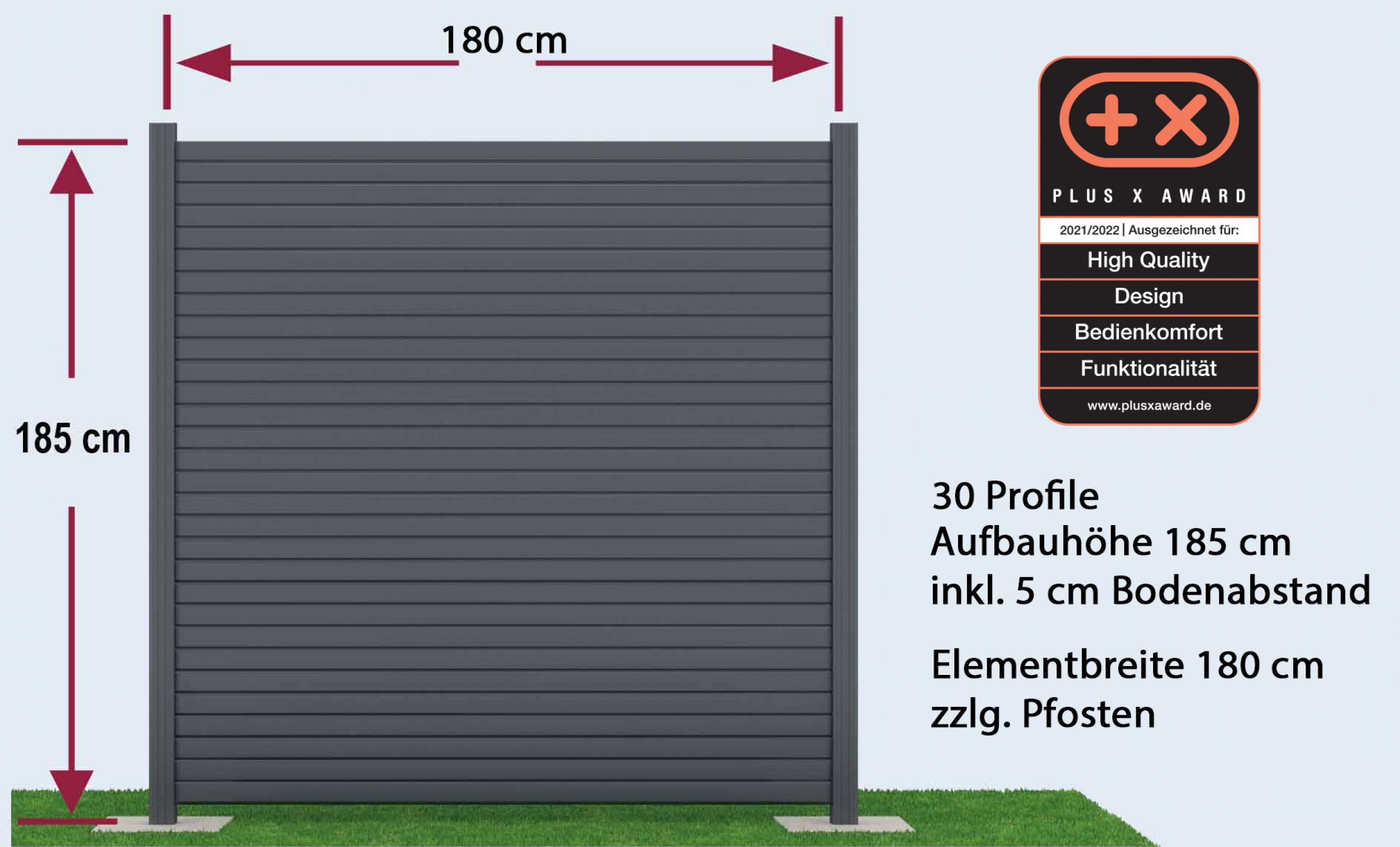 Endorphin EASY-ROM DIY ALU-Rhombuszaun in anthrazit 2 Elemente 180x180cm 3 Pfosten 7x7x235cm