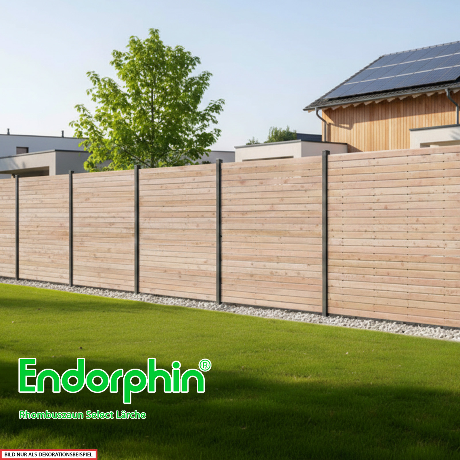 Endorphin Select-Rhombuszaun Lärche 2 Elemente 180x180cm 3 anthrazit Pfosten 7x7x235cm