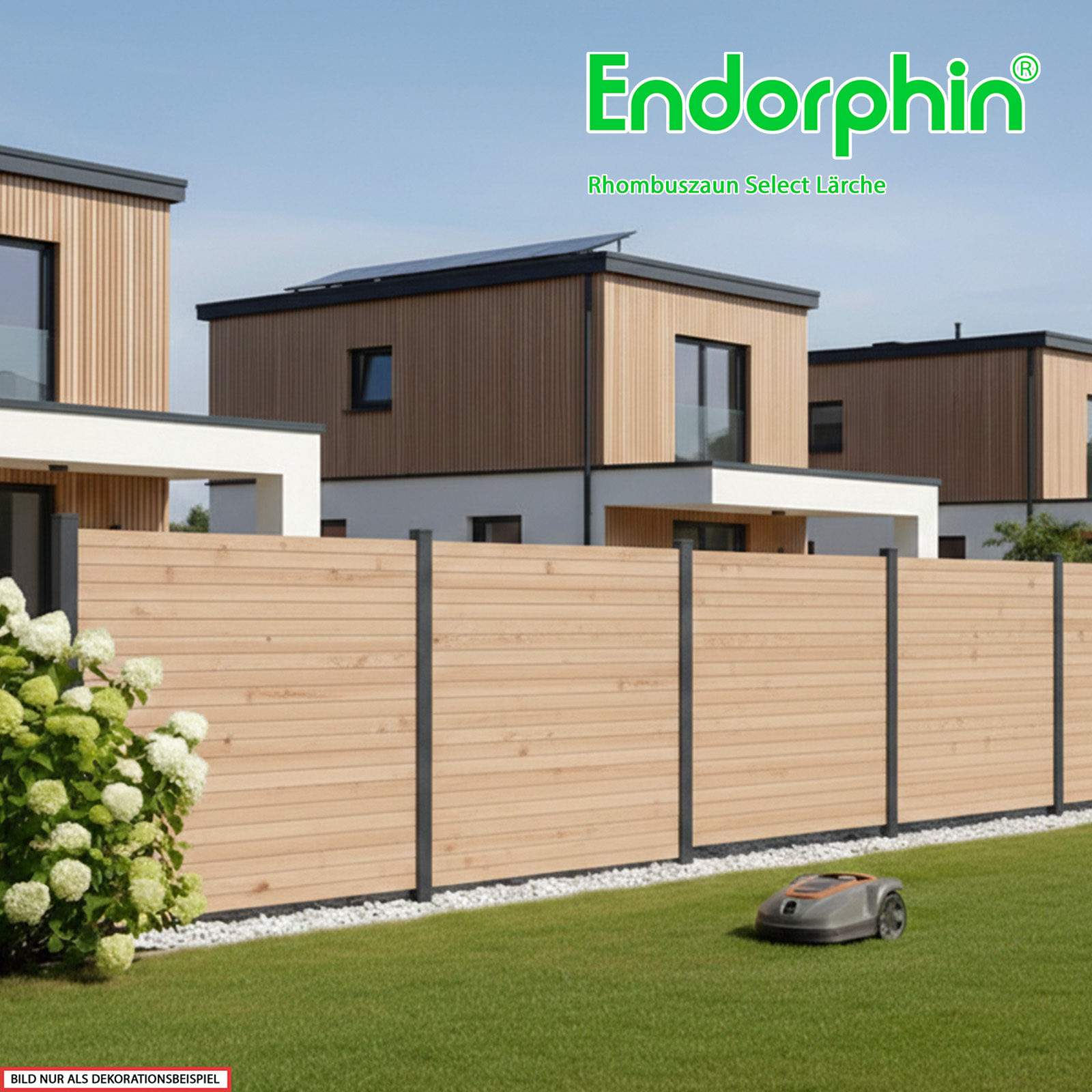 Endorphin Select-Rhombuszaun Lärche 2 Elemente 180x180cm 3 anthrazit Pfosten 7x7x235cm