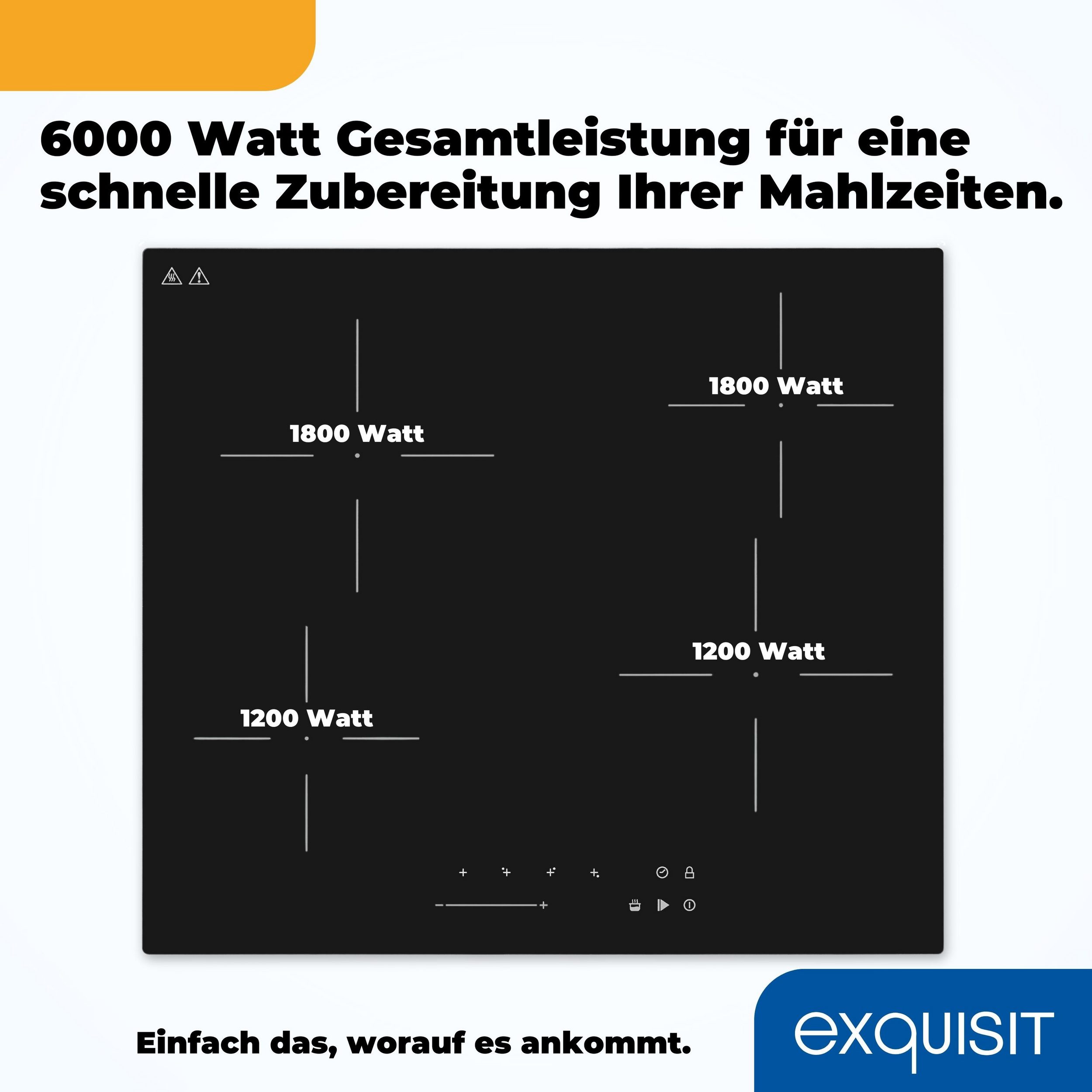 Exquisit EKC600-380 Autarkes Glaskeramikkochfeld, 59cm breit, TouchControl, 4 Kochstellen