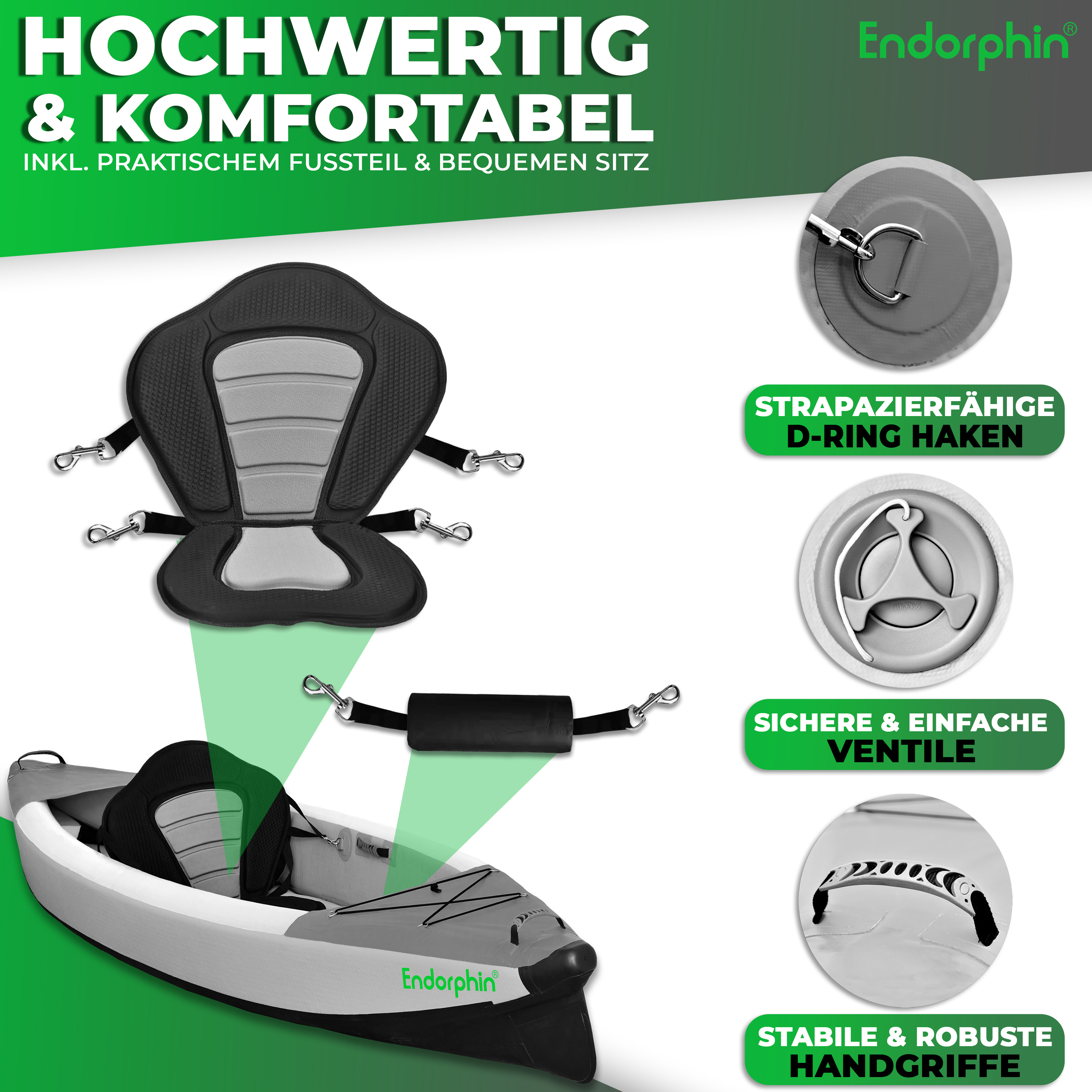 Endorphin Aufblasbares Drop Stitch Kajak für 1 Person als Komplettset