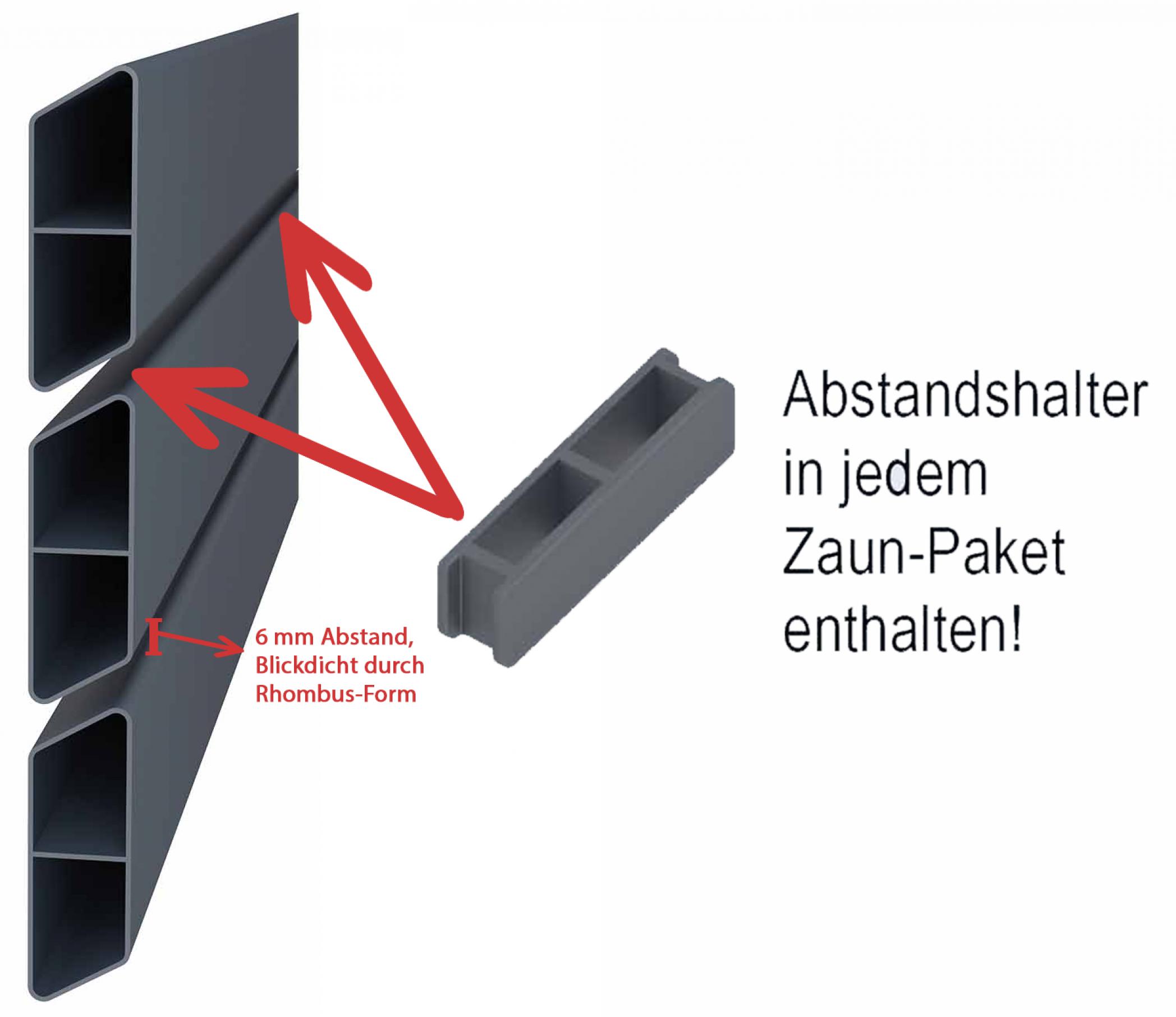 Endorphin EASY-ROM DIY ALU-Rhombuszaun in anthrazit 4 Elemente 180x180cm 5 Pfosten 7x7x235cm