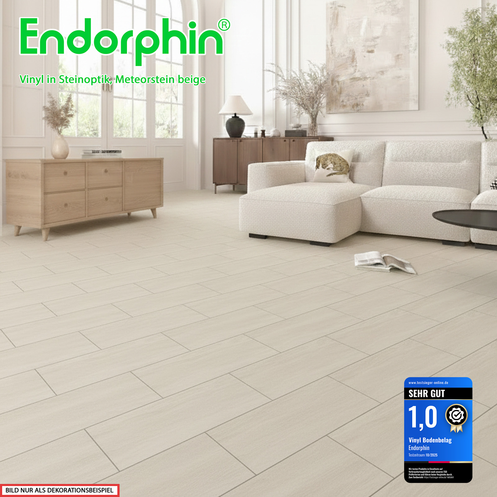 Endorphin Vinylboden selbstklebend Steinoptik in Meteorstein beige 2,97qm
