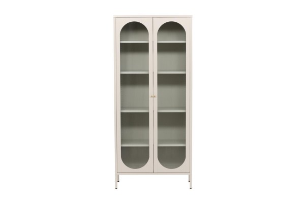 Venture Design Schrank Lima Beige – Moderner Stahlschrank mit Riffelglas