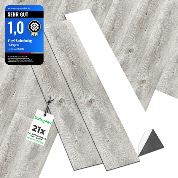 Endorphin Vinylboden selbstklebend in Holzoptik Beigegrau 2,93qm