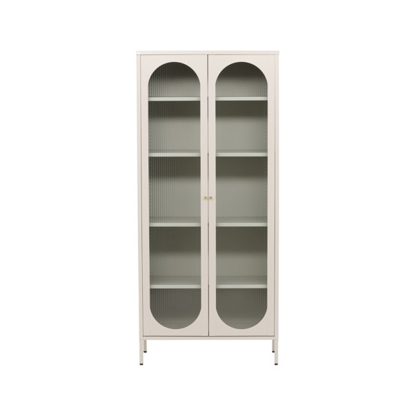 Endorphin Schrank Lima Beige – Moderner Stahlschrank mit Riffelglas