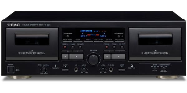 TEAC W-1200(B) Doppelkassettendeck (Kassettenspieler, Aufnahme/Wiedergabe, Mikrofoneingang für Karao
