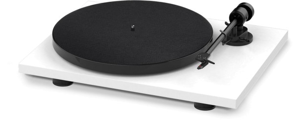 Pro-Ject E1 Phono weiss voreingestellter Ortofon OM 5E Tonabnehmer