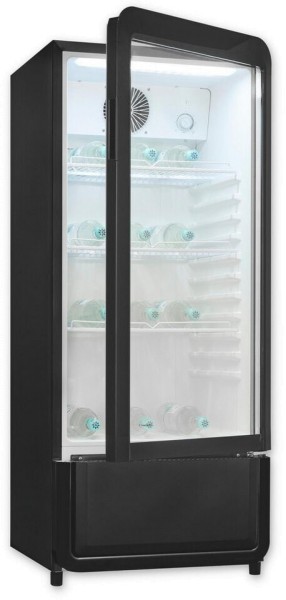Exquisit GKS180-GT-431D schwarz, Stand Glastürkühlschrank, Nutzinhalt: 200 L, Getränkekühlschrank