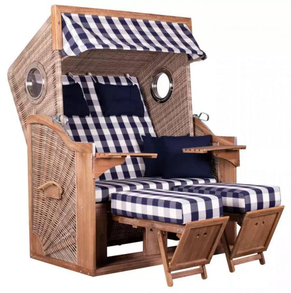 deVries FSC®-zertifizierter Strandkorb TRENDY PURE Greenline 135XL PE antique white Dessin 743