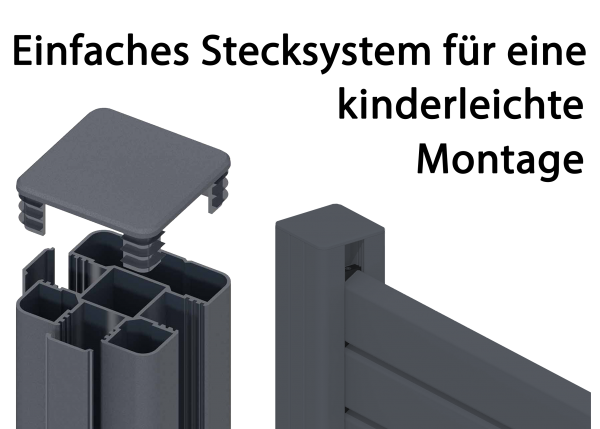 Delta EASY-FENCE ALU-Pfosten zum einbetonieren, anthrazit 70x70x2350mm