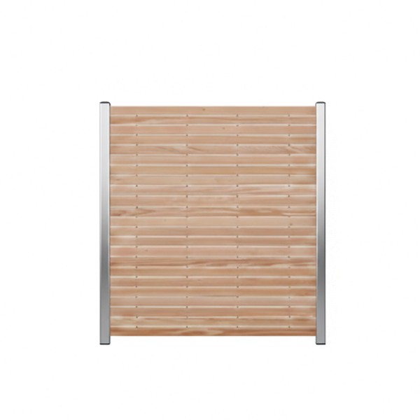 Endorphin Select-Rhombuszaun Lärche 4 Elemente 180x180cm 5 silberne Pfosten 7x7x235cm