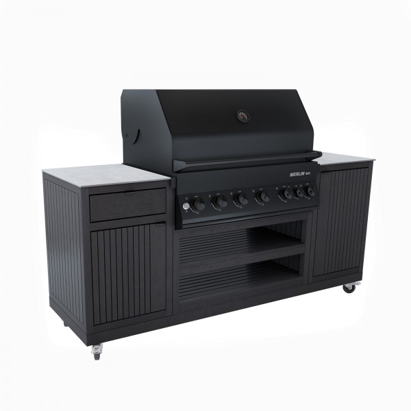 Endorphin Poly-Outdoorküche Schwarz inkl. Merlin 641 Gasgrill