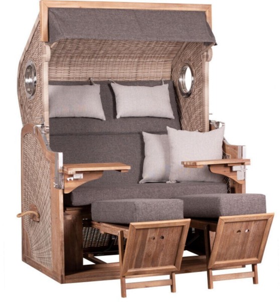 deVries Strandkorb "TRENDY PURE GREENLINE 175XL" PE ant. wh. Des. 753