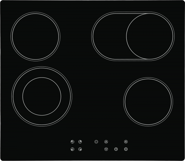 Exquisit EKC 601-2.1 BZ Kochfeld, rahmenlos, 4 Kochstellen, 59cm breit, schwarz,