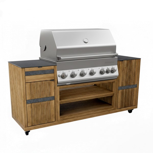 Endorphin Outdoorküche Teak inkl. Merlin 641 Built- in Gasgrill silber
