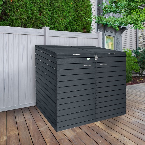 Endorphin Comfort Mülltonnengarage / Mülltonnenbox Anthrazit für 2x 240 L nachhaltig aus Holz