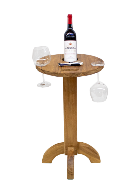 Endorphin Teak-Weintisch für 2 Gläser und eine Flasche