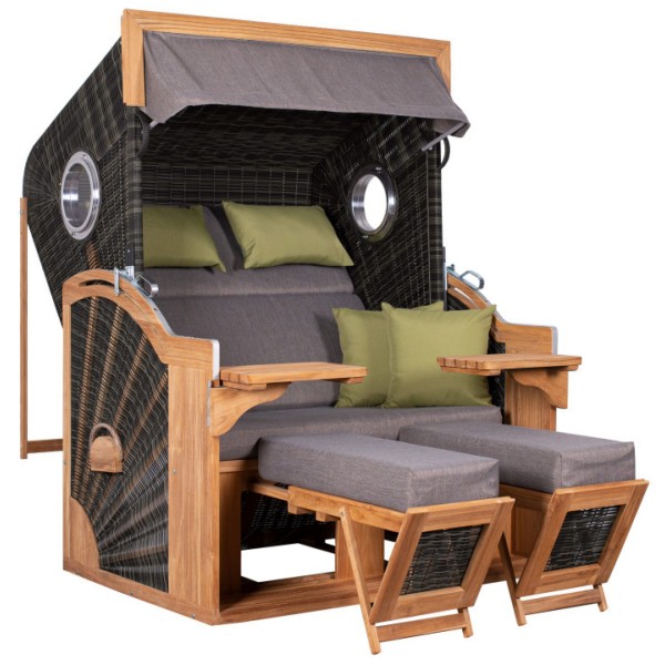 deVries Strandkorb "deVries PURE® SEASIDE XL" PE stone grey Des. 490
