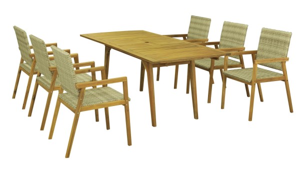 Endorphin Gartenset für 6 Personen Gartenmöbel Tisch ausziehbar 6er Set aus Akazienholz