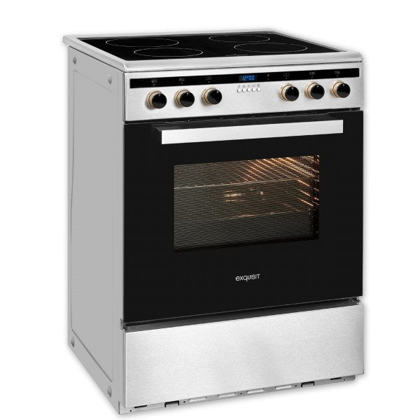 Exquisit EHI 60-3 Inox | Silber, 65 Liter Elektro-Standherd