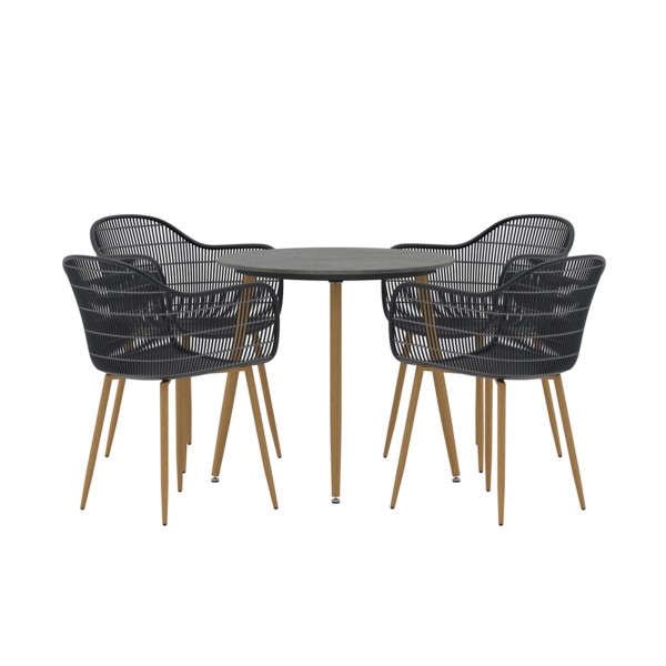 Endorphin Essgruppe Anafi – 5tlg, Gartenmöbel, schwarz-dunkelgrau