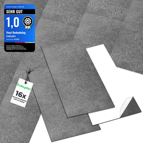 Endorphin Vinylboden selbstklebend in Betonoptik Dunkelgrau 2,97qm