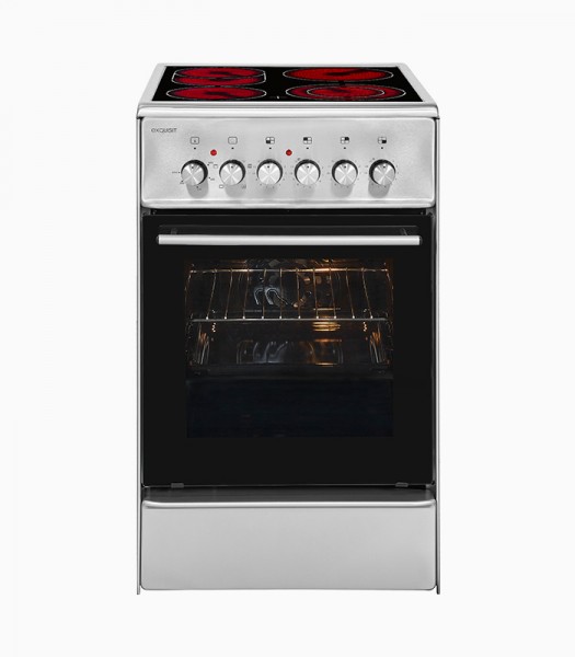 Exquisit ECM 5-4 BZ Inox, Silber, Elektro-Standherde | 46,6 Liter Garraum | Glaskeramik