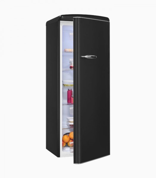 Exquisit RKS 325-V-H-161 E Retro-Kühlschrank mattschwarz, ohne Gefrierfach