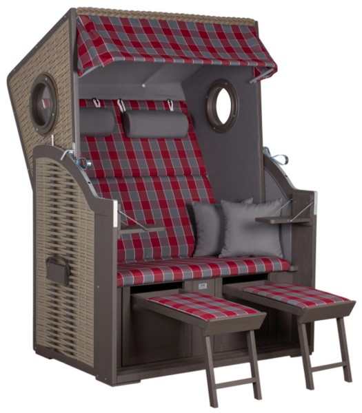 deVries Strandkorb Twin View PE nature grey Des. 472